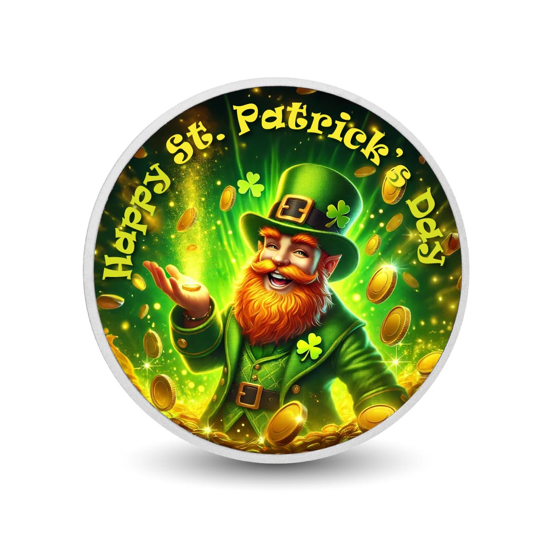 Golden Coins and Cheerful Leprechaun Magic 1oz Coloured Coin