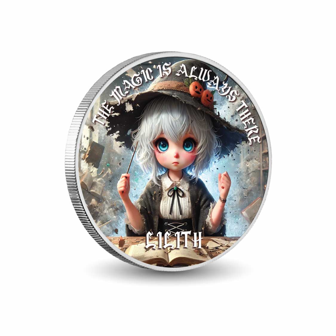 Lilith the Enchanted Pumpkin Witch 1oz Silver Coloured Coin