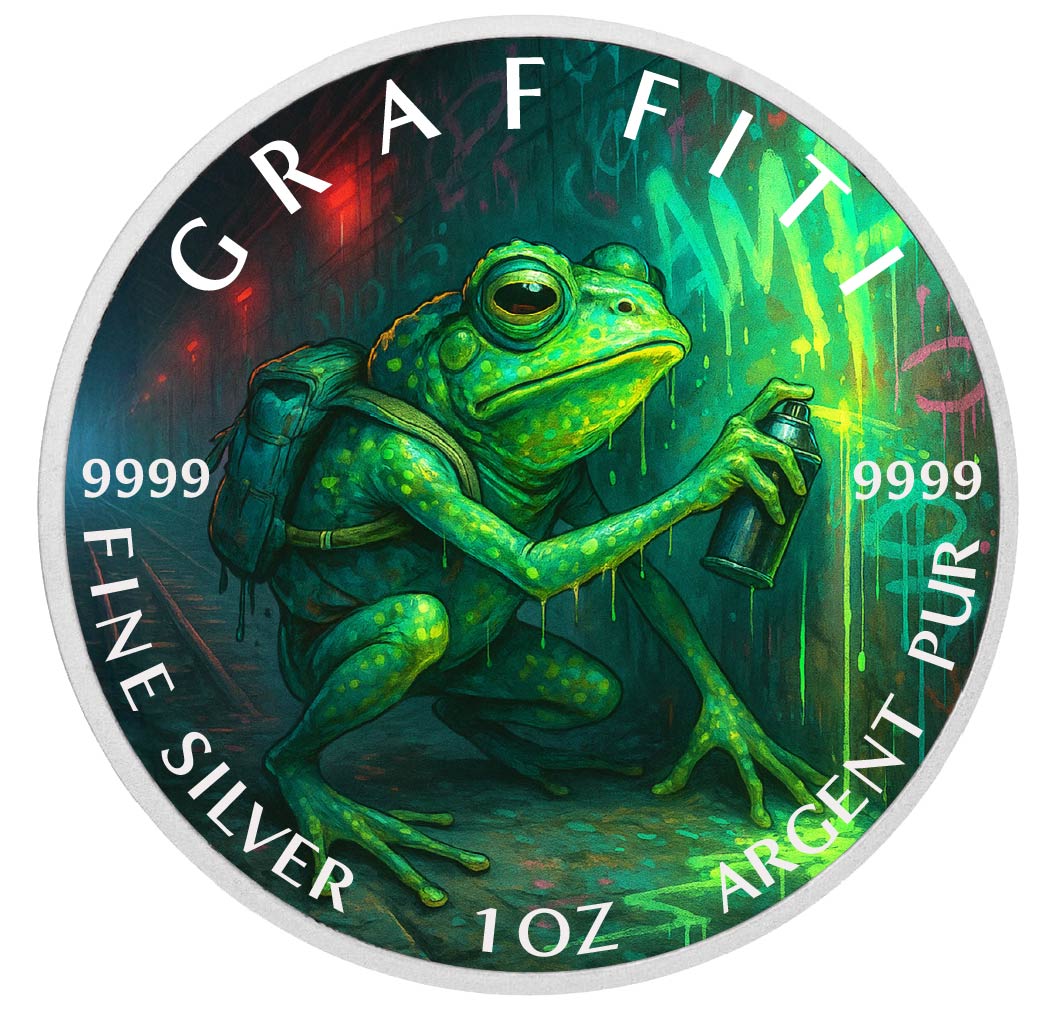 Subway Sprayer The Rebel Frog 1oz Fine Silver Coloured Coin