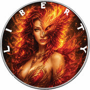 The Phoenix Borne 1oz 999 Silver BU Colourized