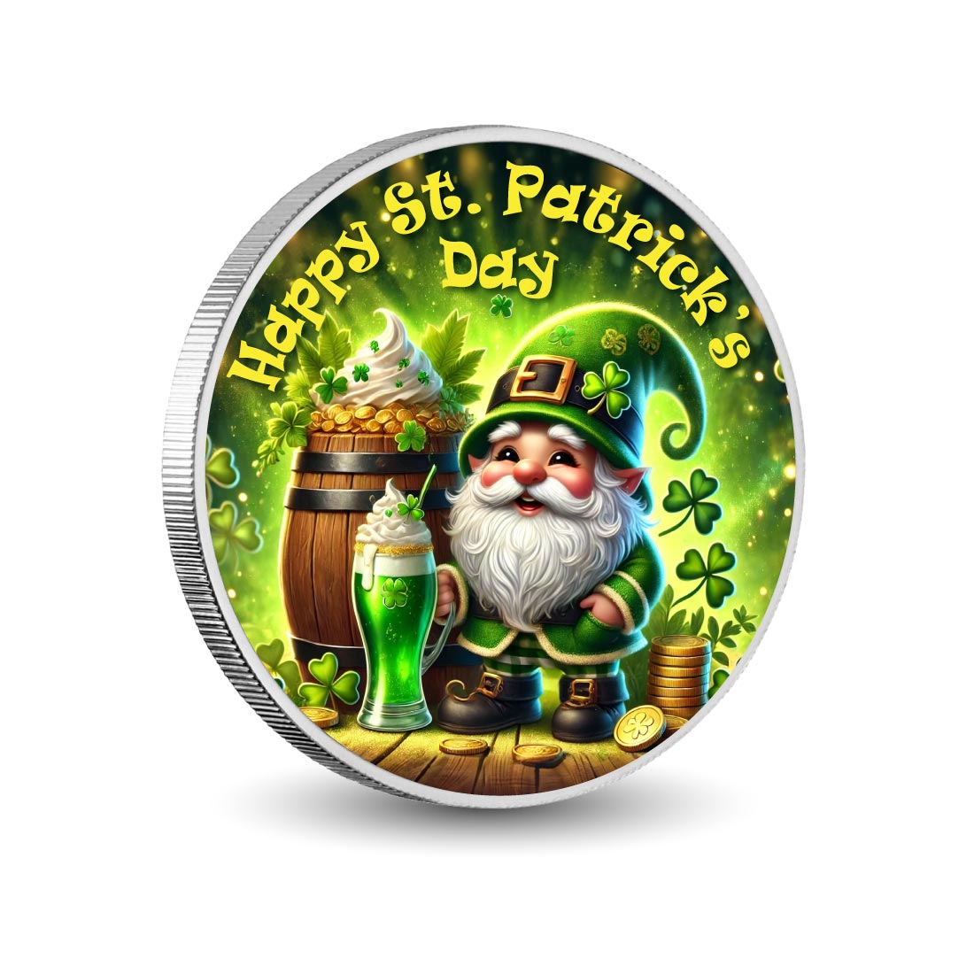 Cheerful Leprechaun's St. Patrick's Day Brew 1oz Coloured Coin