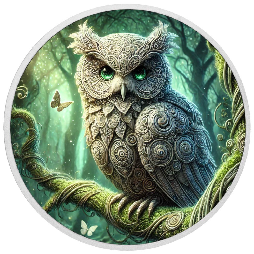 Hibou enchanté dans une forêt mystique, pièce en argent de 1 oz