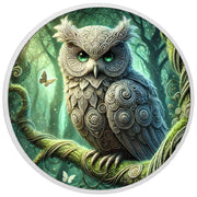 Hibou enchanté dans une forêt mystique, pièce en argent de 1 oz