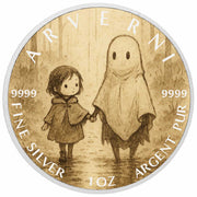 Pièce de monnaie de 1 oz en argent fin coloré « Promenade fantomatique : murmures de bonté »