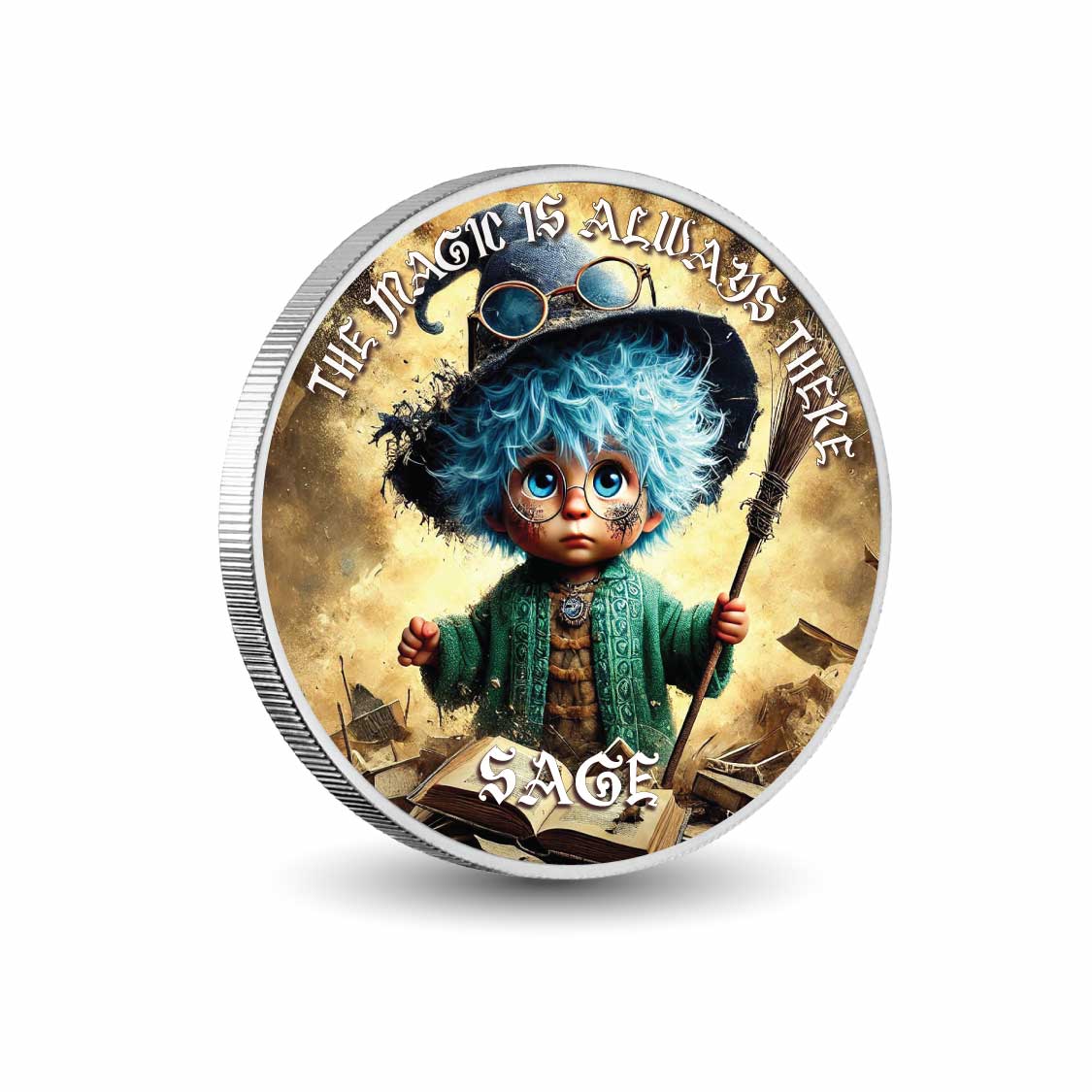 Sage the Spellbound Scholar 2026 1oz 999 Silver BU Colourized