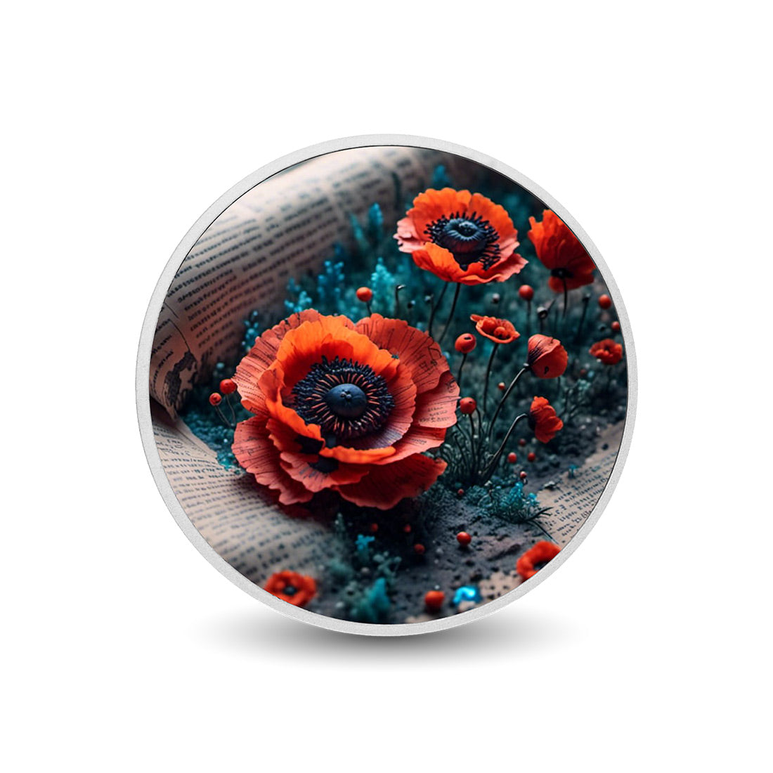 Coquelicots en prose, pièce colorée en argent de 1oz