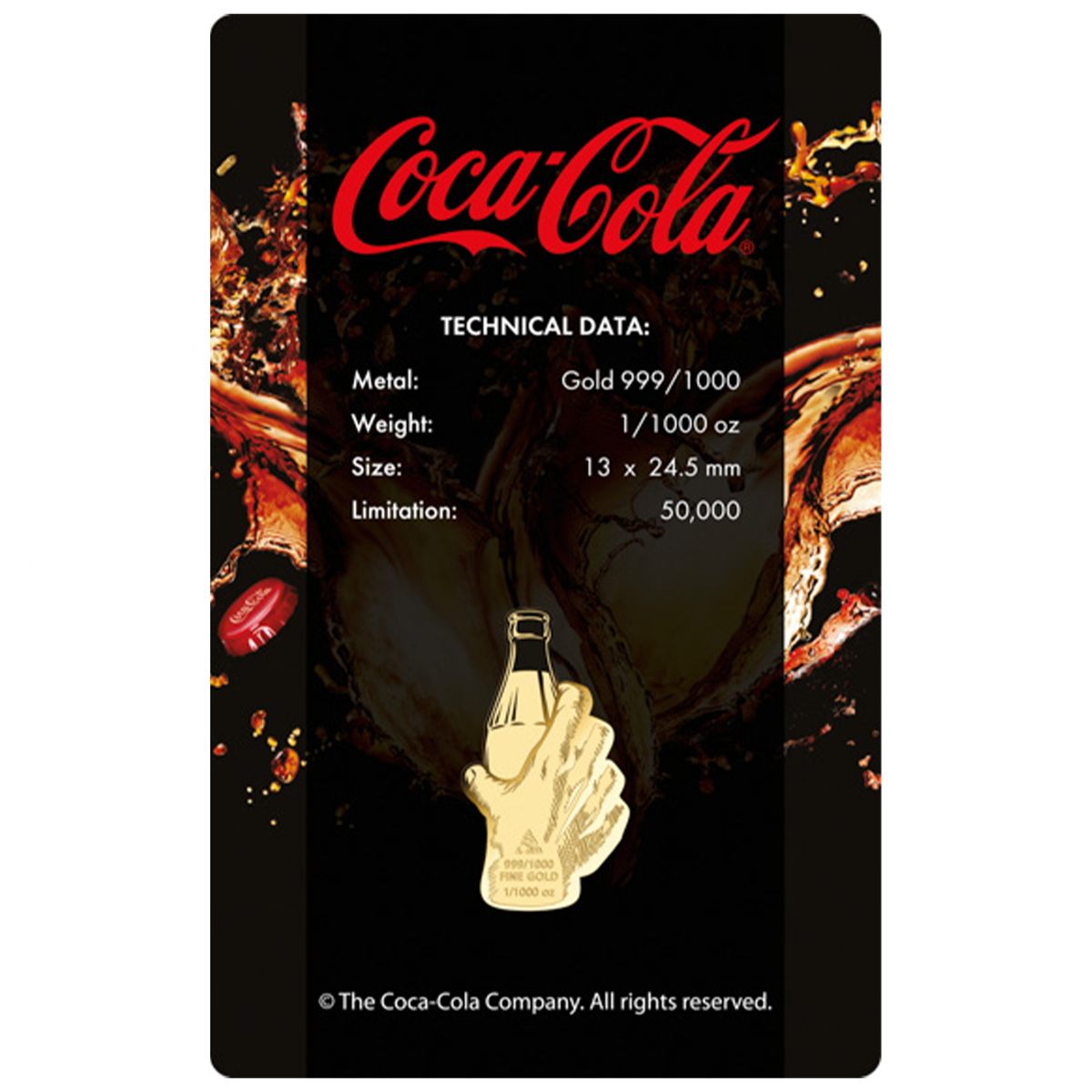 Coca-Cola Pop Art Sparkling 999 Fine Gold 1/1000 oz Coin in Card
