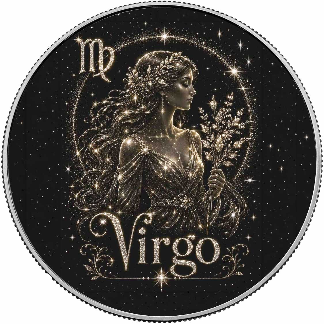 Virgo: Cosmic Perfectionist 1 oz .999 Fine Silver Coin – Colorized BU Finish