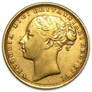 1871-1887 Great Britain Gold Sovereign Young Victoria Avg Circ - 1 Piece - Arverni Mint