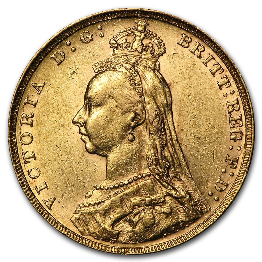 1887-1893 Great Britain Gold Sovereign Victoria Jubilee Avg Circ - 1 Piece - Arverni Mint