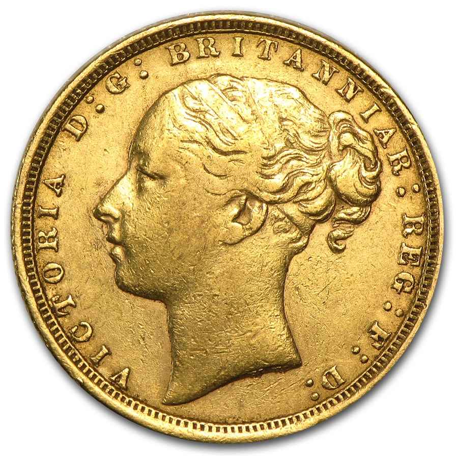 1871-1887 Great Britain Gold Sovereign Young Victoria Avg Circ