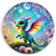 La magia è sempre lì: Celeste, il drago tessitore di sogni - Moneta colorata in argento da 1 oz