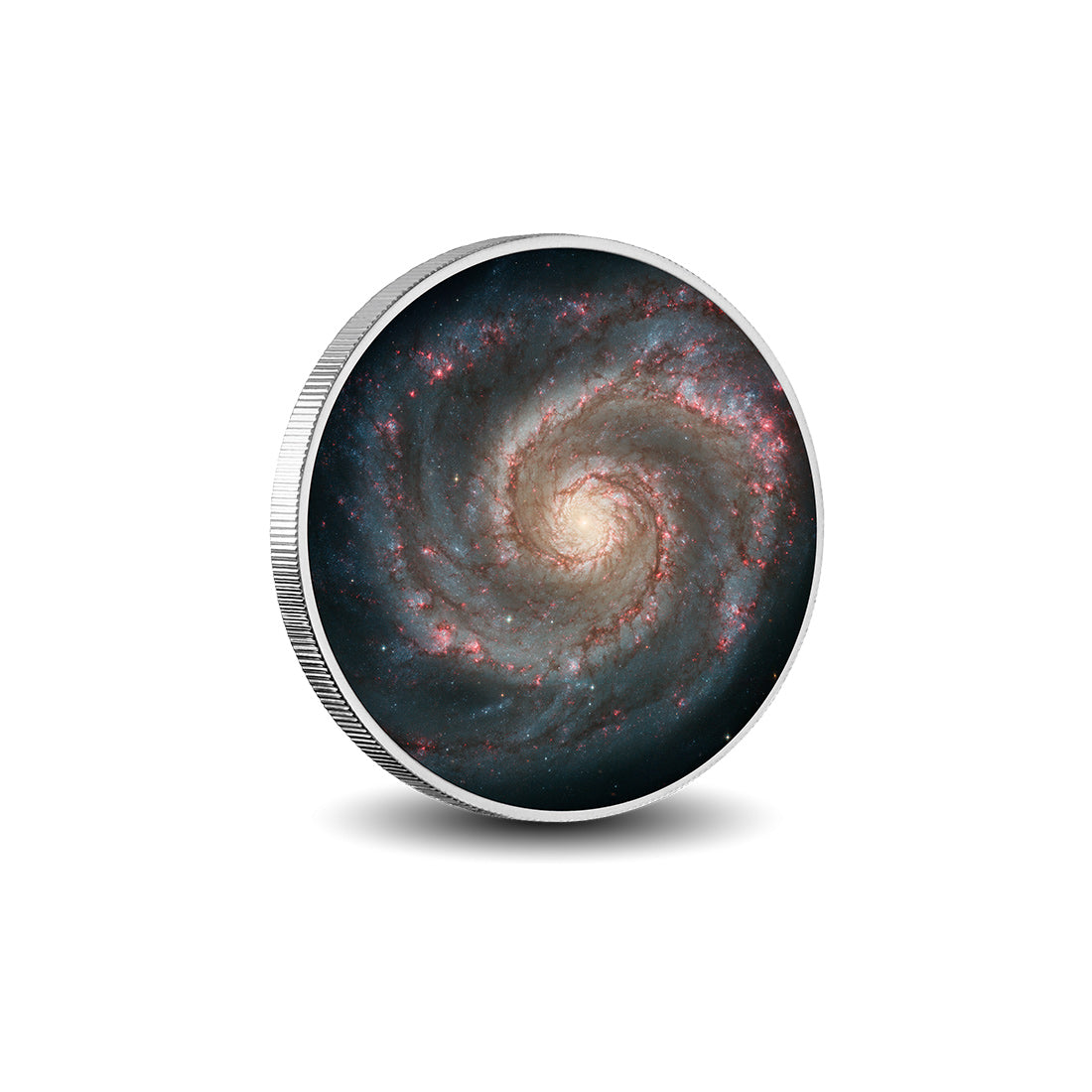 Spirale cosmique : la galaxie du Tourbillon, pièce colorée en argent de 1oz