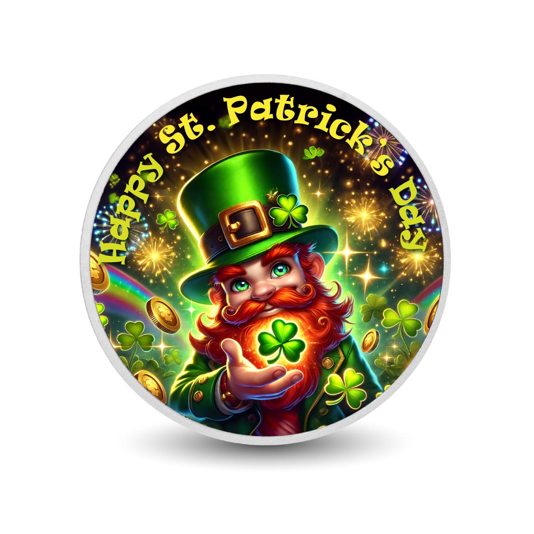 Lutin magique à la lueur de trèfle, pièce colorée de 1oz