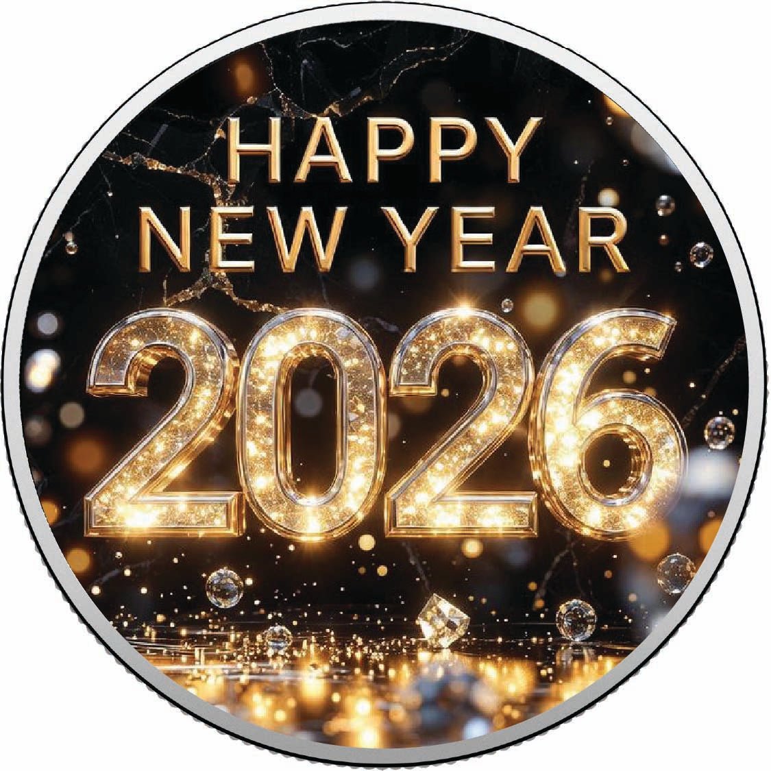 2026: A Year to Sparkle 1oz Fine Silver Coloured Coin - Arverni Mint