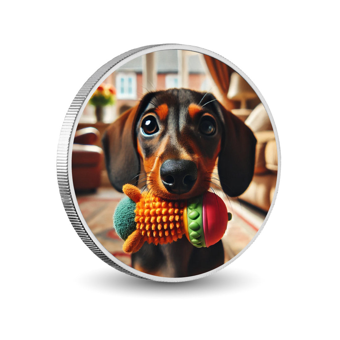 Le trésor du chiot 1oz Pièce colorée en argent