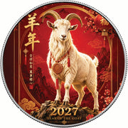 Fortune & Harmony 2027 Year of the Goat 1oz 999 Silver BU Colourized