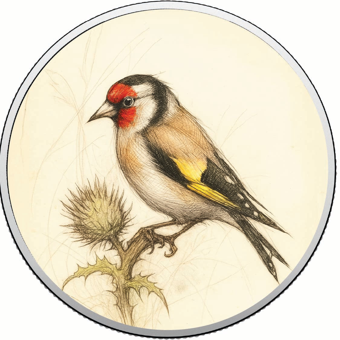 Der Wächter der Distel – 1 oz Feinsilber-Gedenkmünze, koloriert