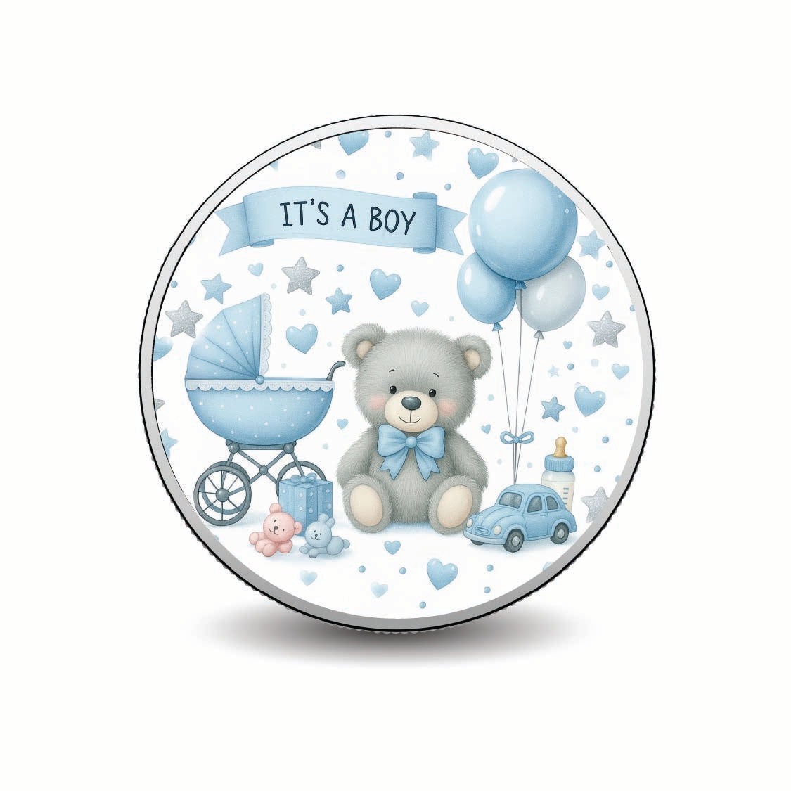 Joie de bébé, bienvenue au petit prince, pièce de 1 oz d’argent fin colorisée