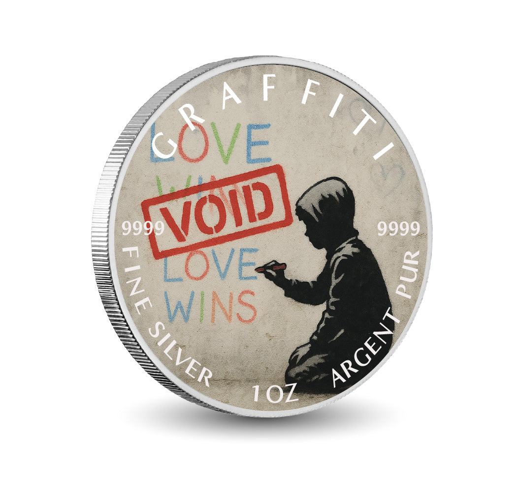 Pièce de monnaie de 1 oz en argent fin coloré « Vide amoureux : l’effacement de l’espoir »