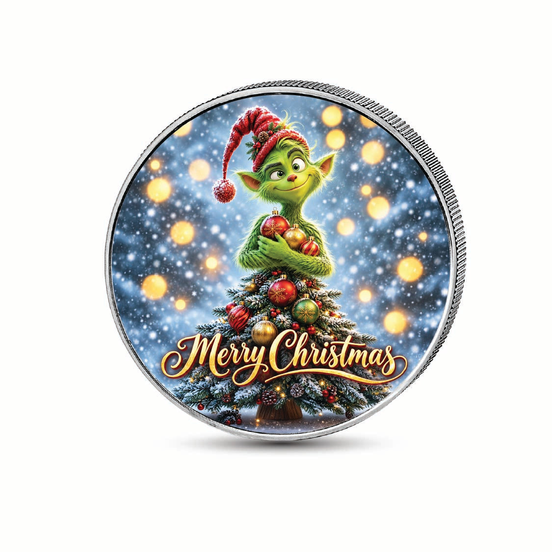 The Christmas Charmer 1oz 999.9 Fine Silver Coin Colorized BU Finish