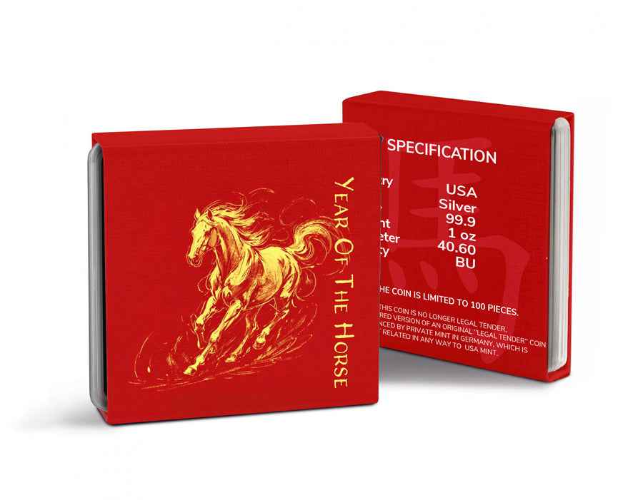 Fortune in Motion - Year of the Horse 2026 1oz 999 Silver BU Colourized