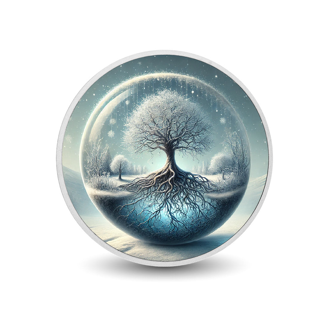 L’équilibre de l’univers - Arbre givré 1oz Pièce colorée en argent