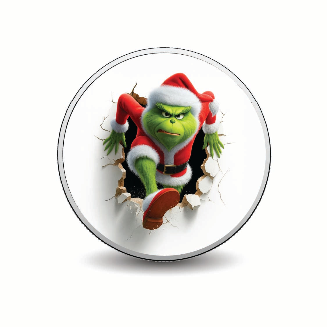 Le Grinch s’invite pour Noël ! Pièce colorée en argent fin de 1 oz