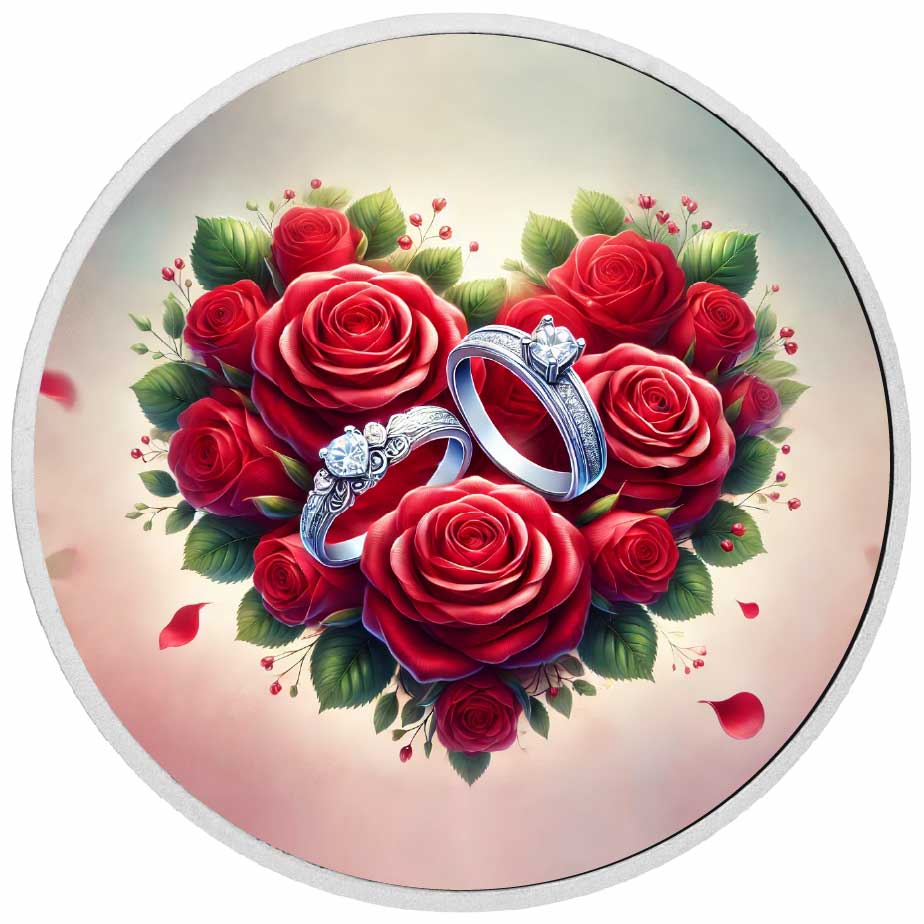Cœurs enlacés, pièce colorée en argent de 1oz