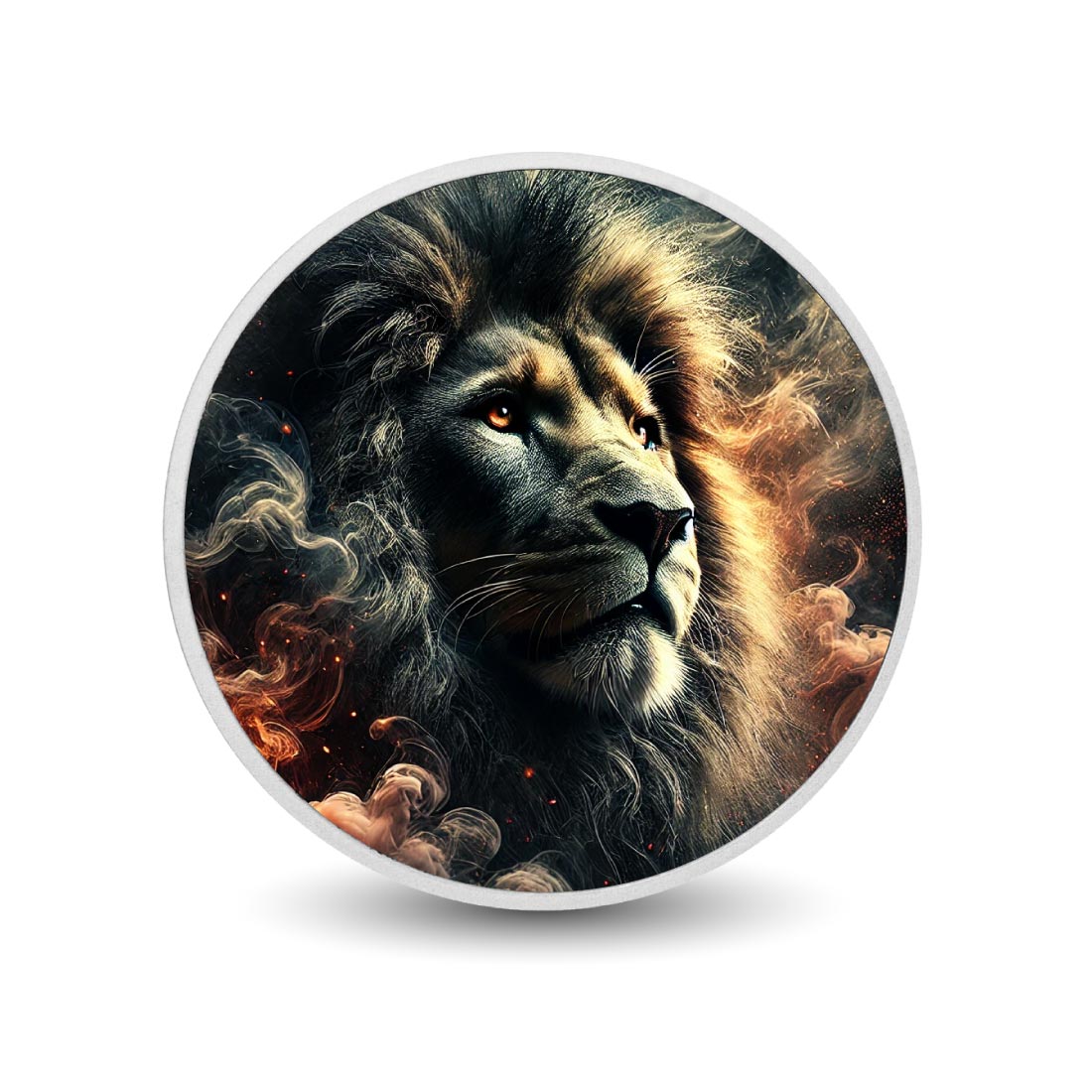 Lion royal dans un tourbillon de braises, pièce colorée en argent de 1oz