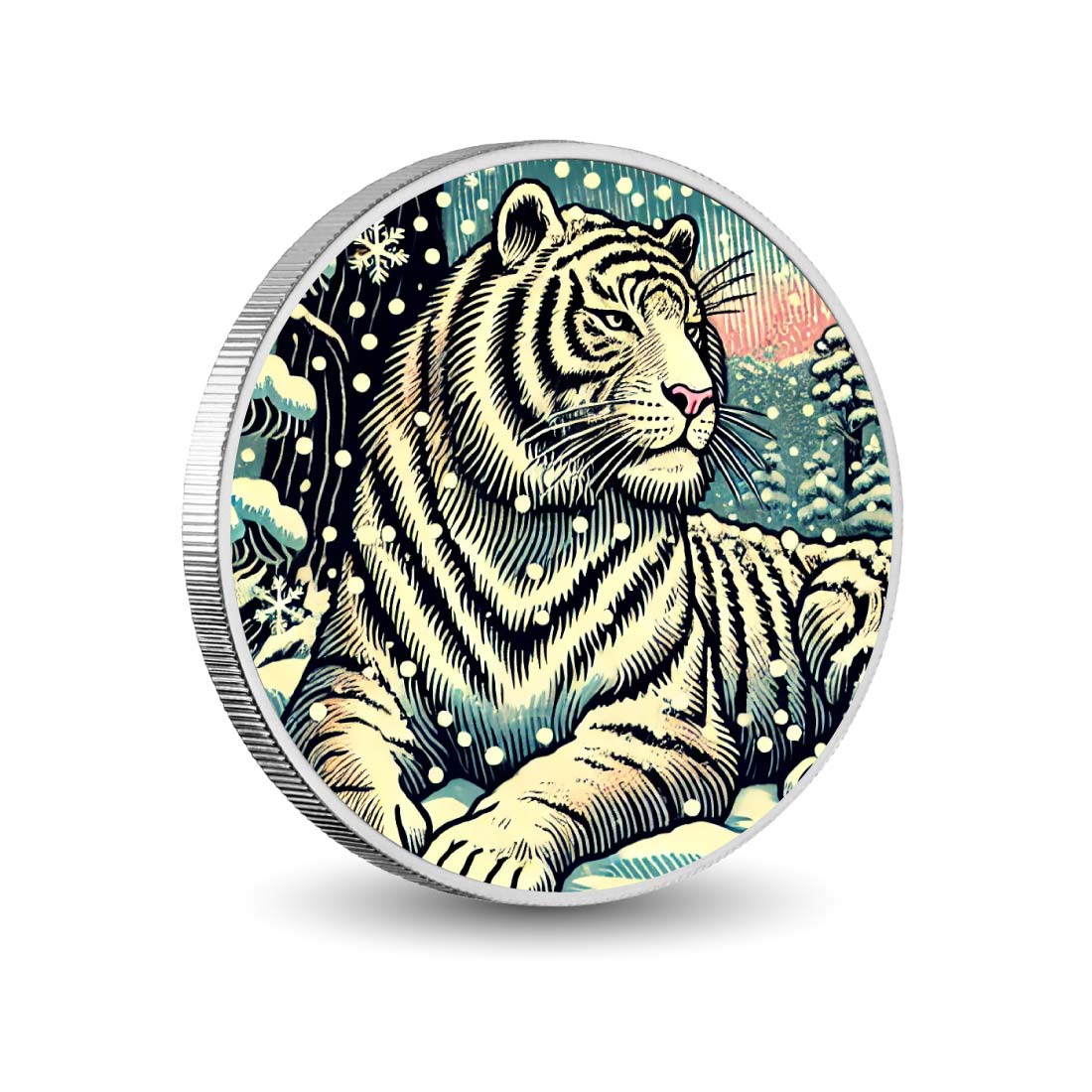 Tigre royal dans un paradis enneigé