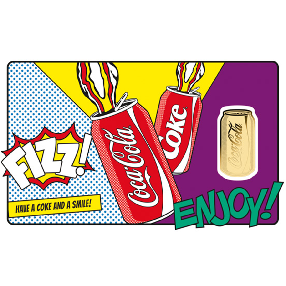 Coca-Cola Pop Art Can 999 Fine Gold 1/1000 oz Coin in Card