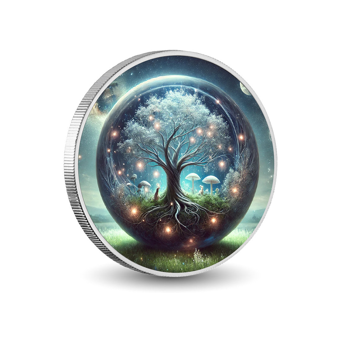 L’équilibre de l’univers - Arbre lumineux1oz Pièce colorée en argent