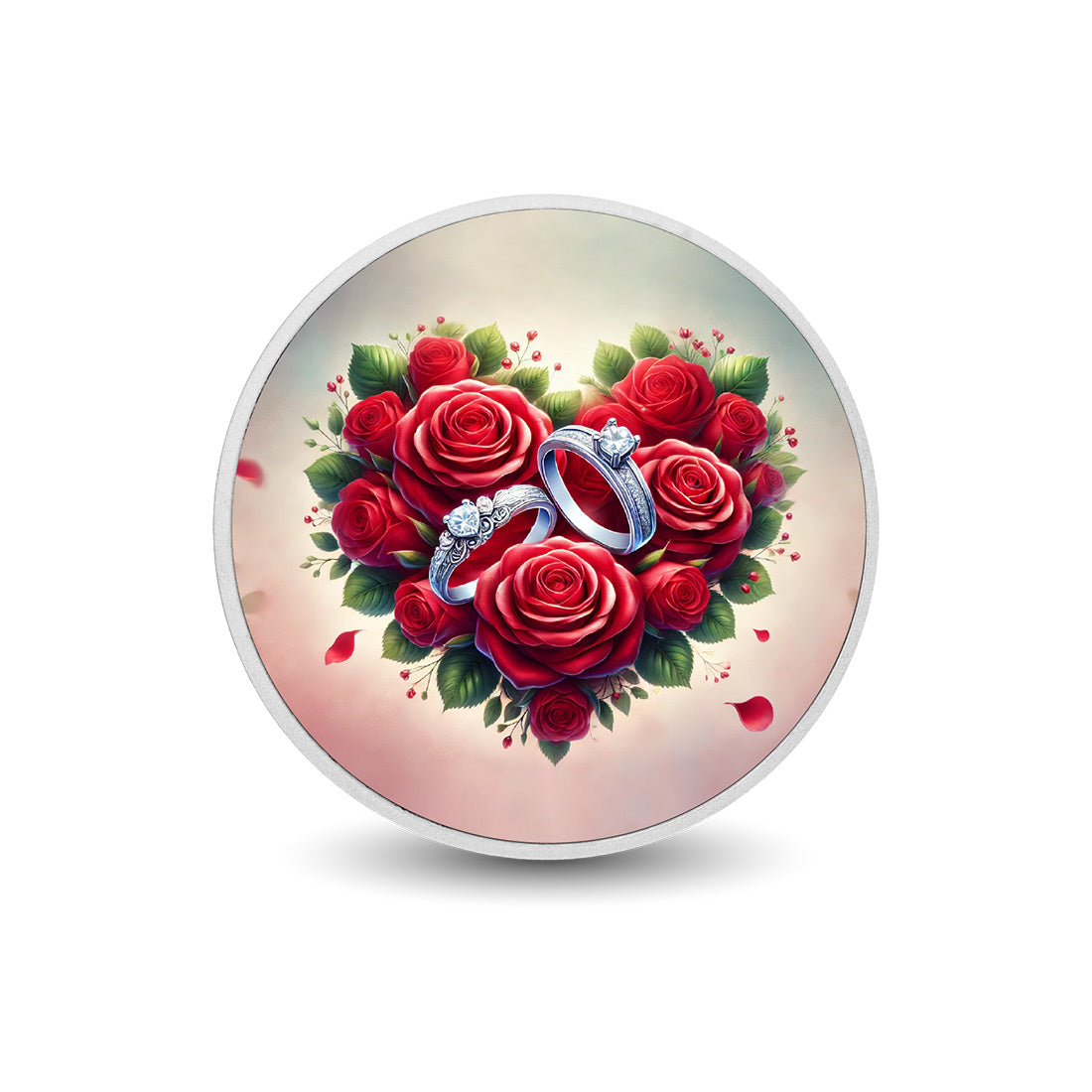 Cœurs enlacés, pièce colorée en argent de 1oz