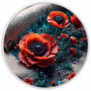 Coquelicots en prose, pièce colorée en argent de 1oz