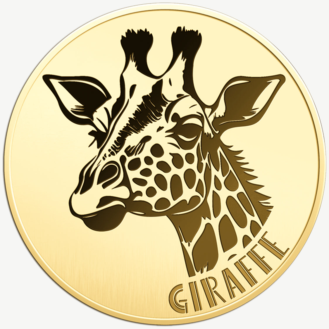 Jirafa, moneda de oro fino 999 de 1/1000 oz en tarjeta