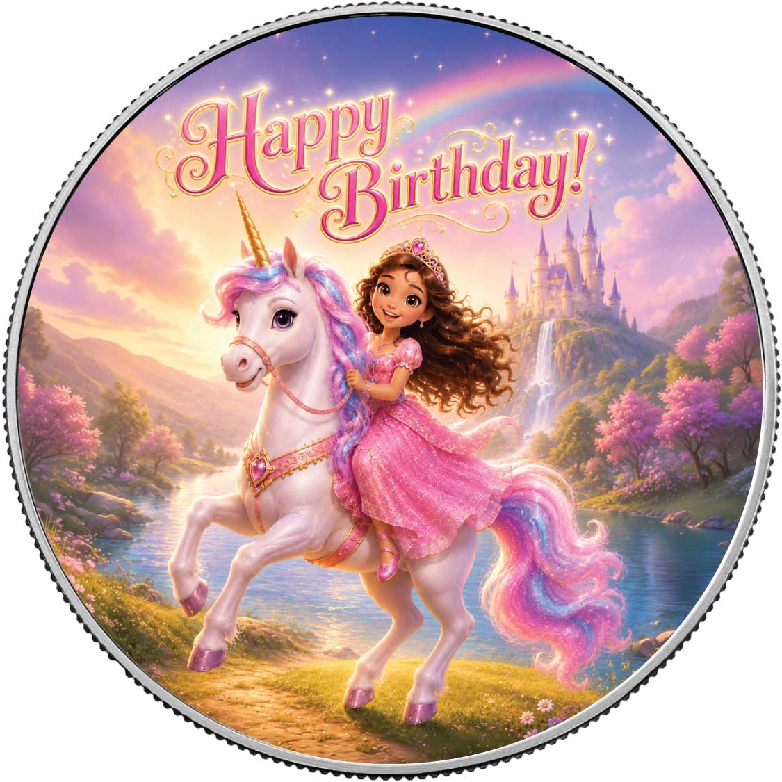 Birthday Princess 1oz Fine Silver Coloured Coin