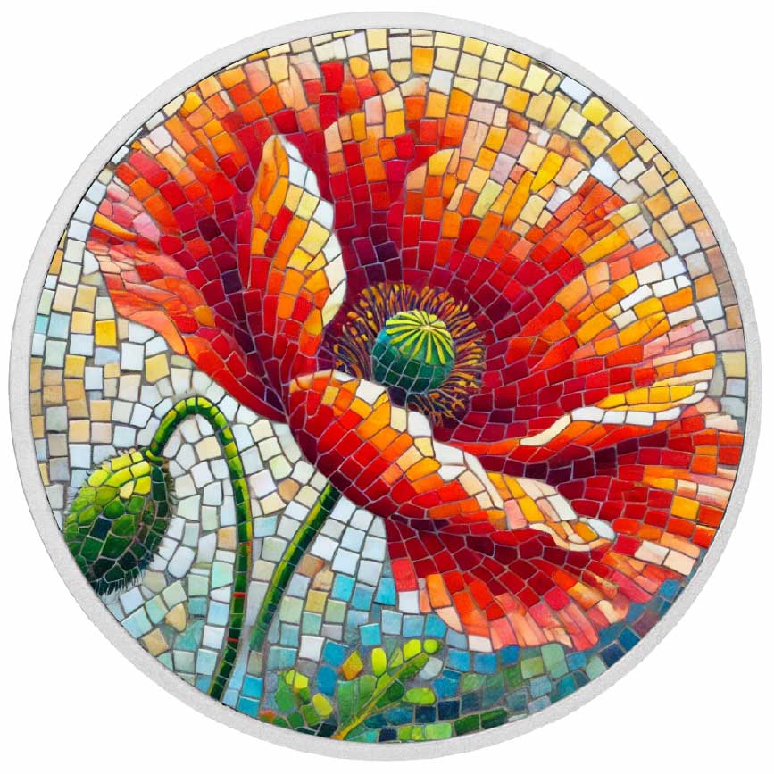 Radiant Poppy Mosaic 1oz Silver Coloured Coin