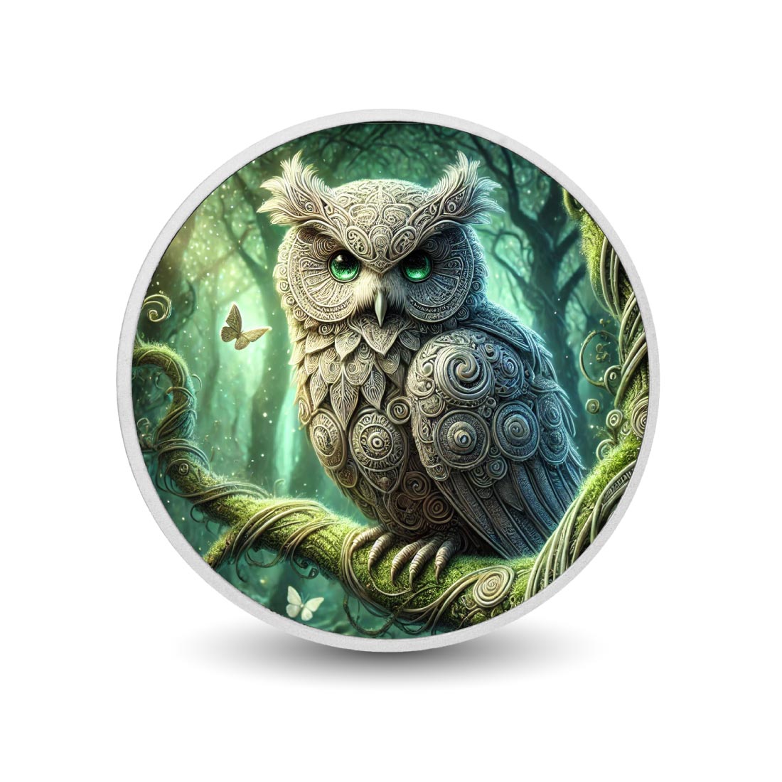 Hibou enchanté dans une forêt mystique, pièce en argent de 1 oz