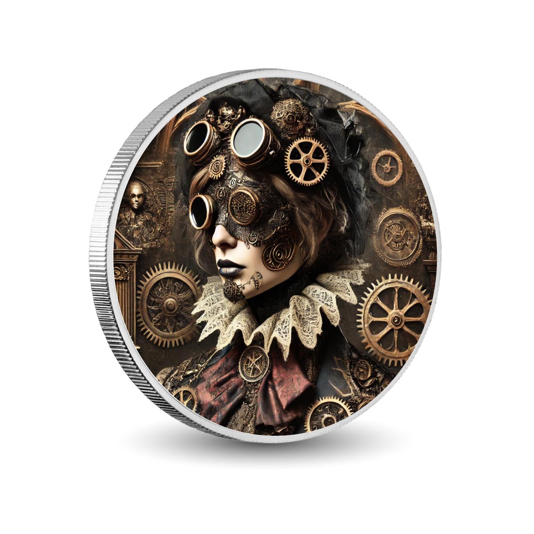 Reine des engrenages : la muse mécanique, pièce en argent de 1oz
