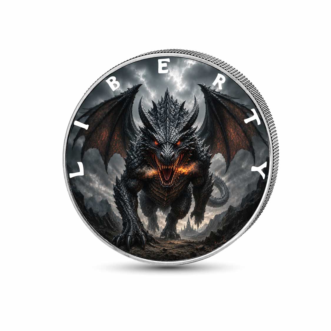 Ashen Fury 1oz 999 Silver BU Colourized