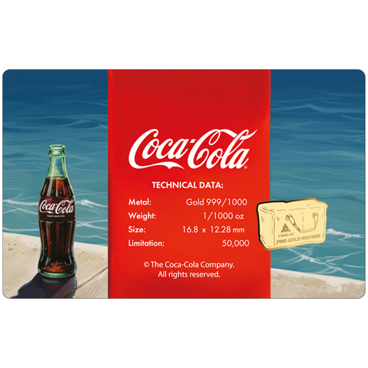 Coca-Cola Vintage Bag 999 Fine Gold 1/1000 oz Coin in Card