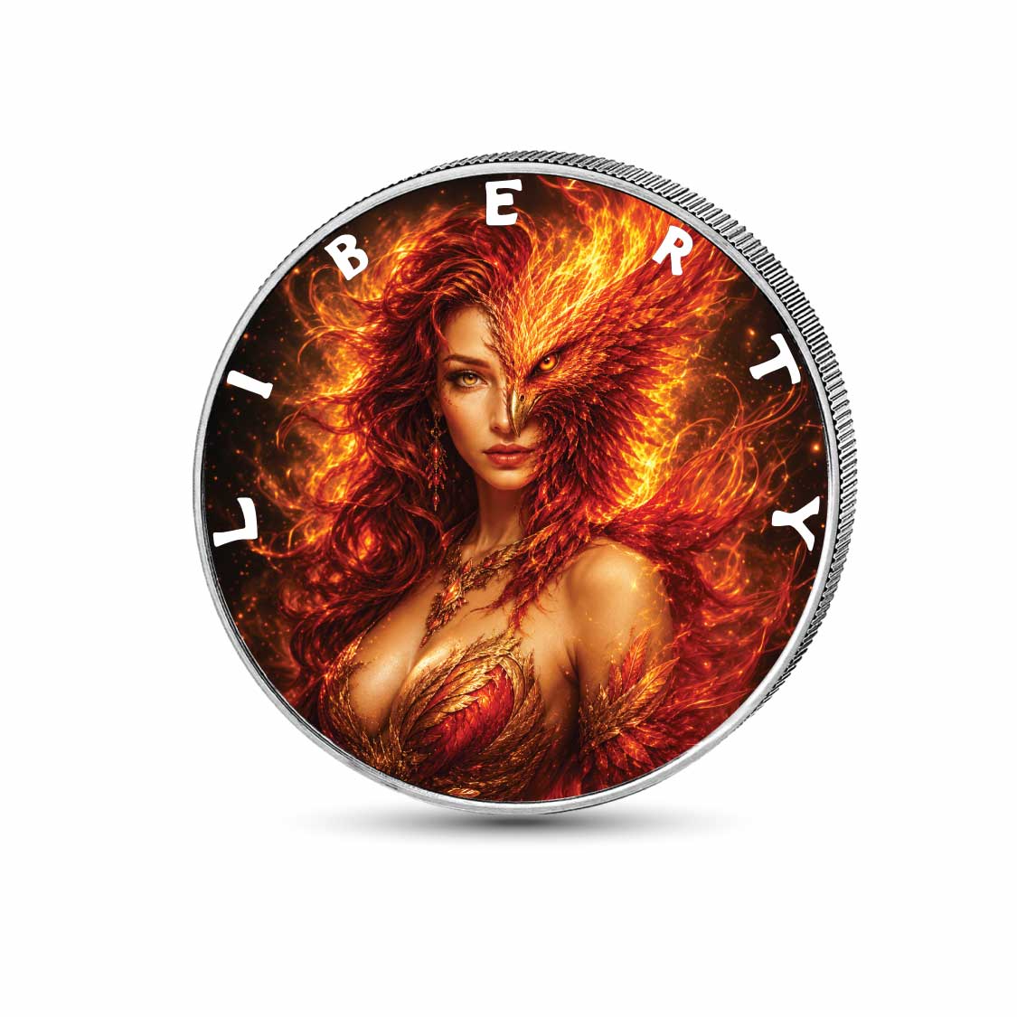 The Phoenix Borne 1oz 999 Silver BU Colourized