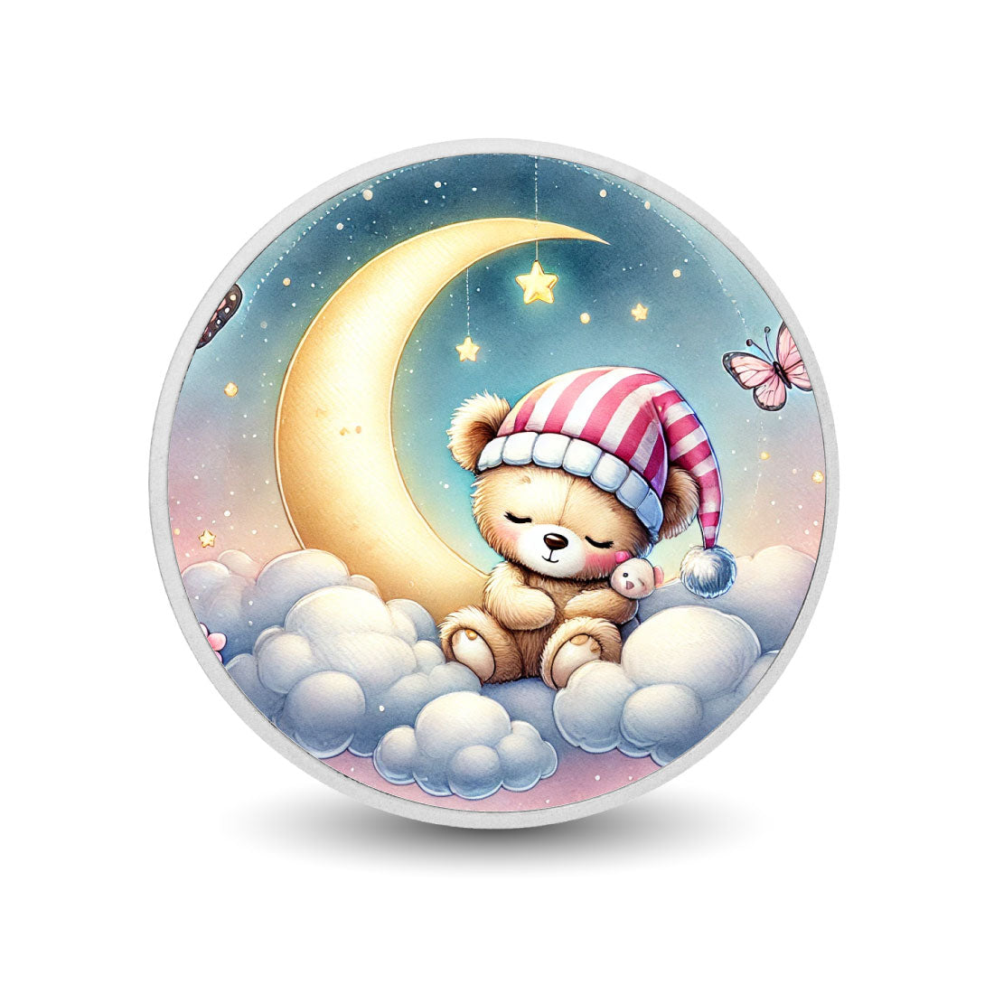 Un câlin plein d’amour - Câlin nocturne de l’ours rêveur 1oz Pièce colorée en argent