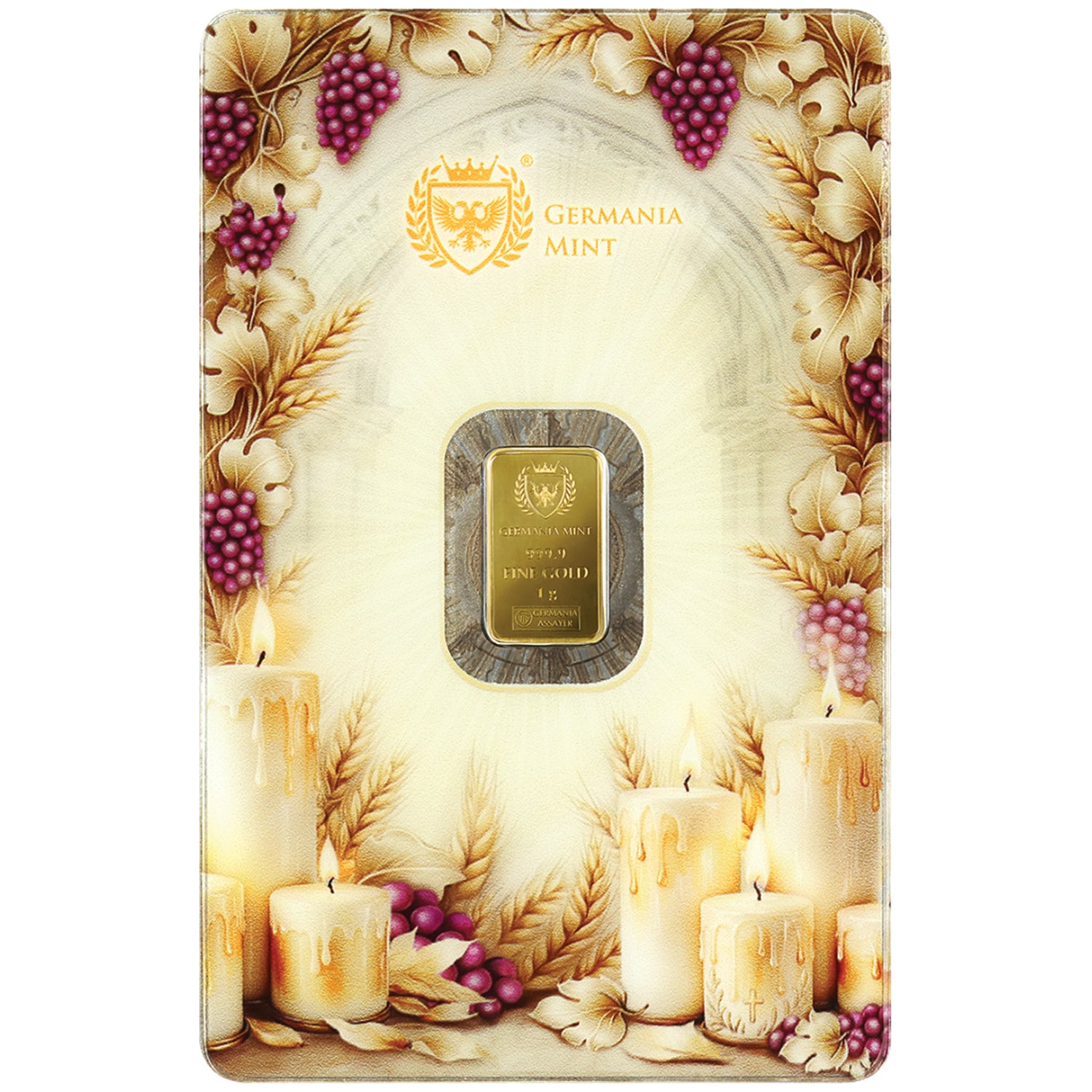 Erstkommunion Geprägter 24-karätiger Goldbarren mit 1 g, verpackt in einem Safepack