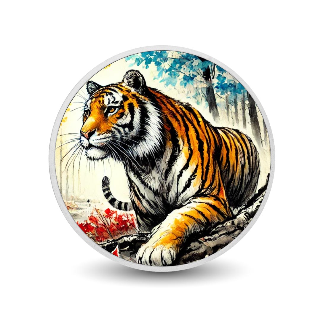 Tigre éclatant dans une forêt enchantée