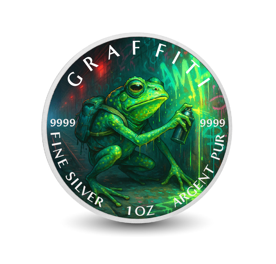 Subway Sprayer The Rebel Frog 1oz Fine Silver Coloured Coin