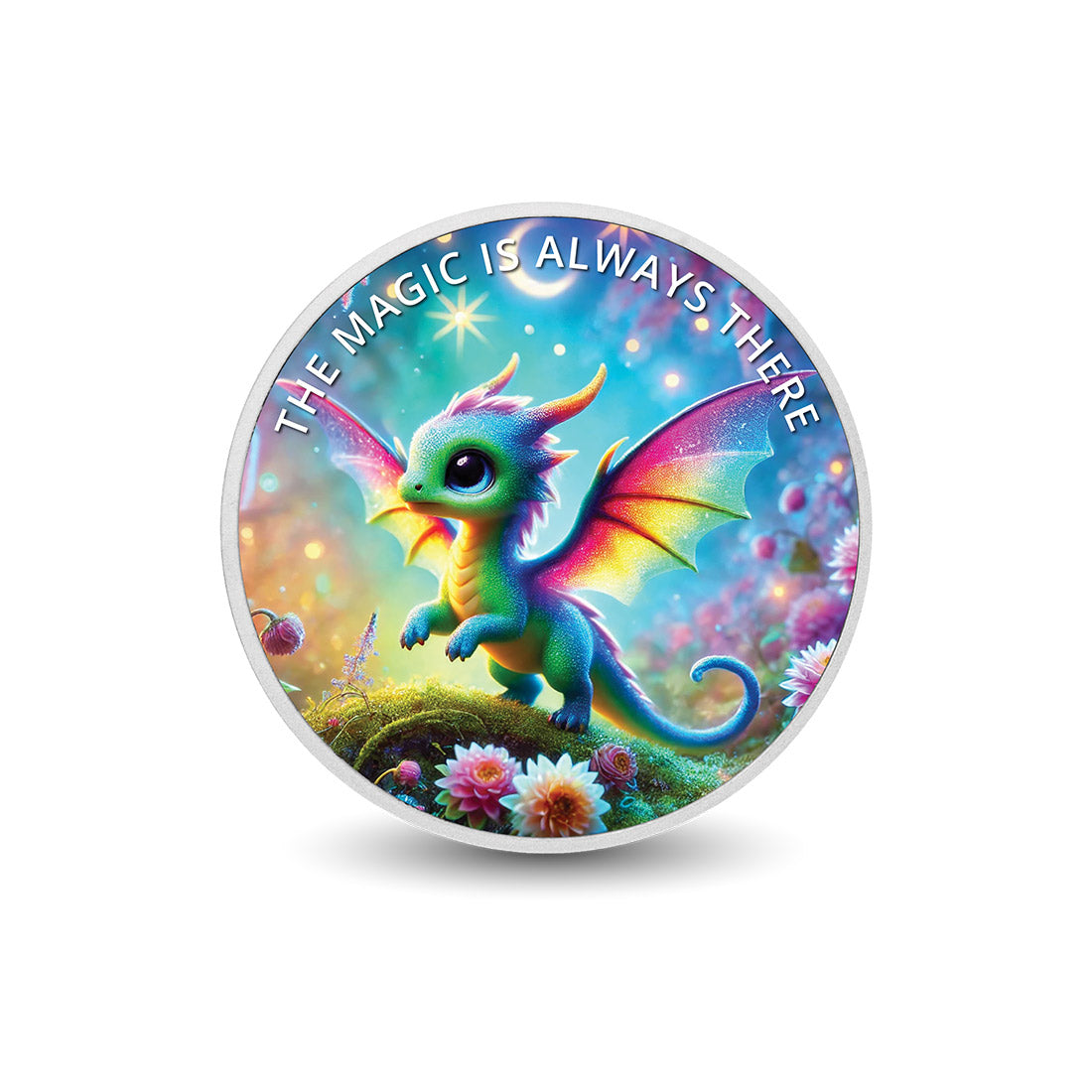 La magie est toujours là : Celeste, le dragon tisseur de rêves, pièce colorée en argent de 1 oz