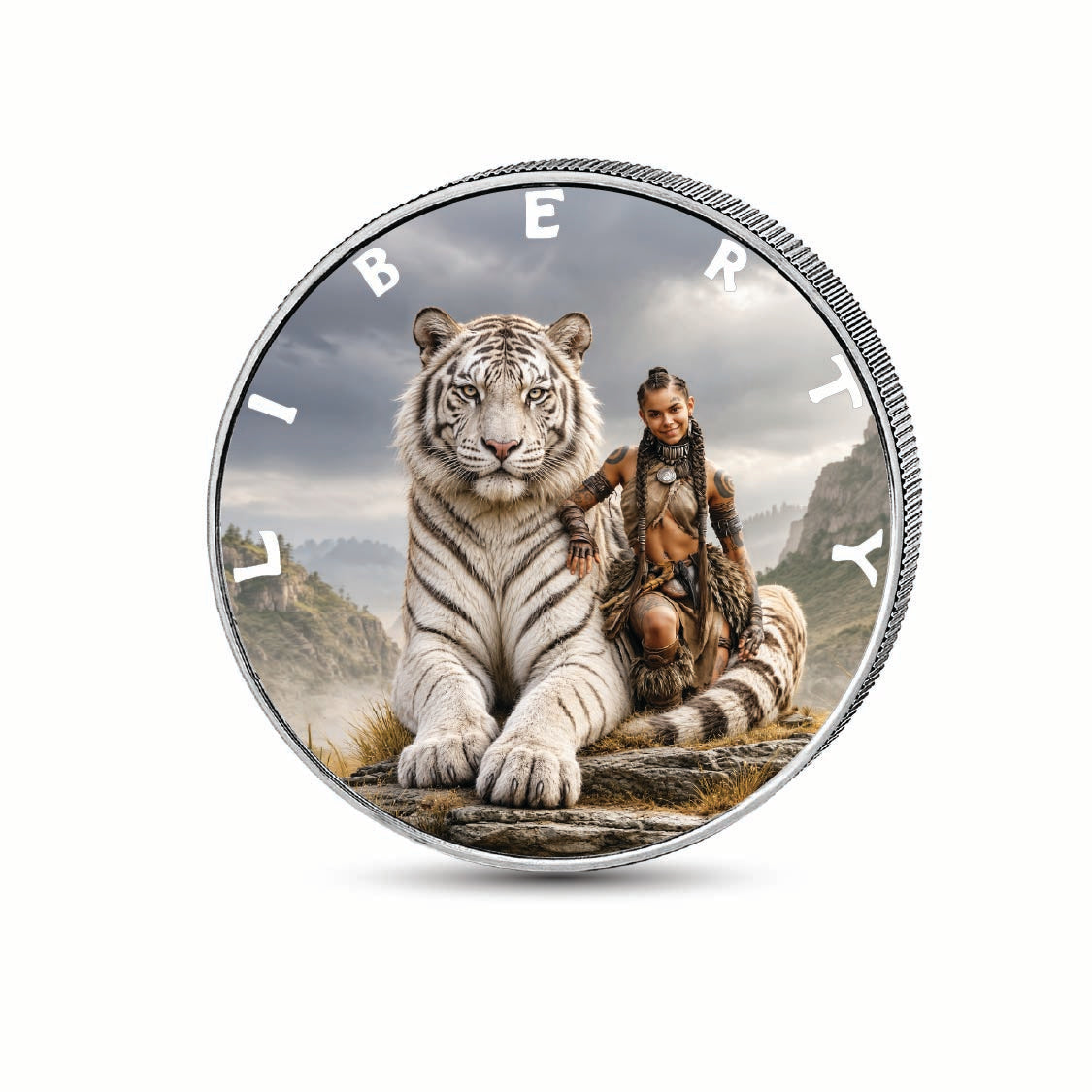 Queen of the White Tiger 1oz .999 Fine Silver Coin – Colorized BU Finish