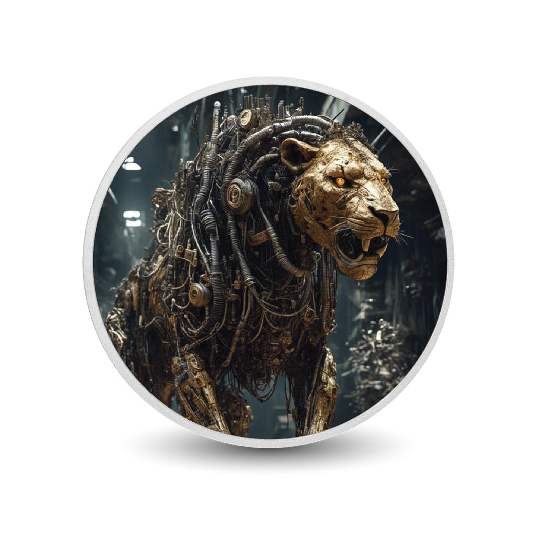 L’essor de la technologie : pièce colorée en argent de 1 oz « Lion mécanique »